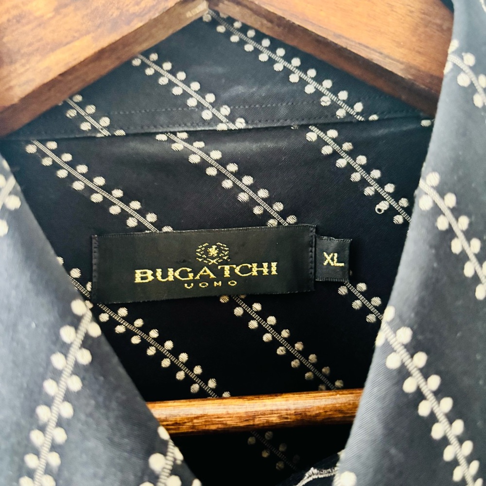 Bugatchi Uomo Black Geometric Print Button Down S… - image 3